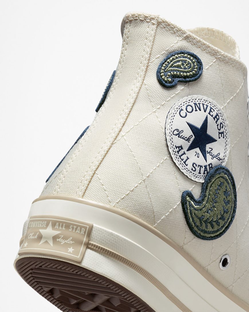 Tenisi Inalti Barbati Converse Chuck 70 Crafted Patches Bej Bleumarin Verzi | RO Y13ZUV512